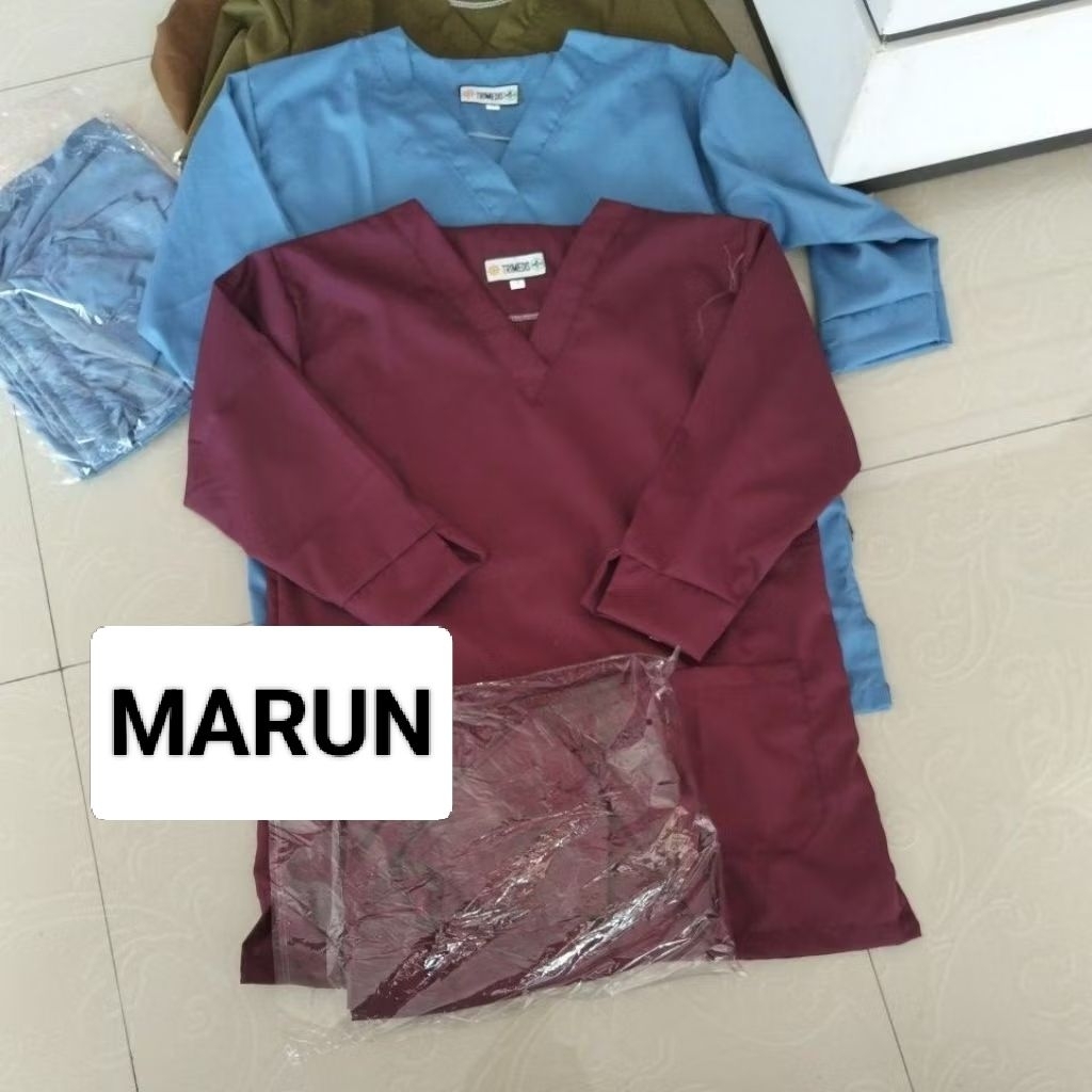 baju oka 7/8 setelan celana / Baju medis, scrub,bidan, perawat nakes/Baju Oka Lengan 7/8 kain Katun 