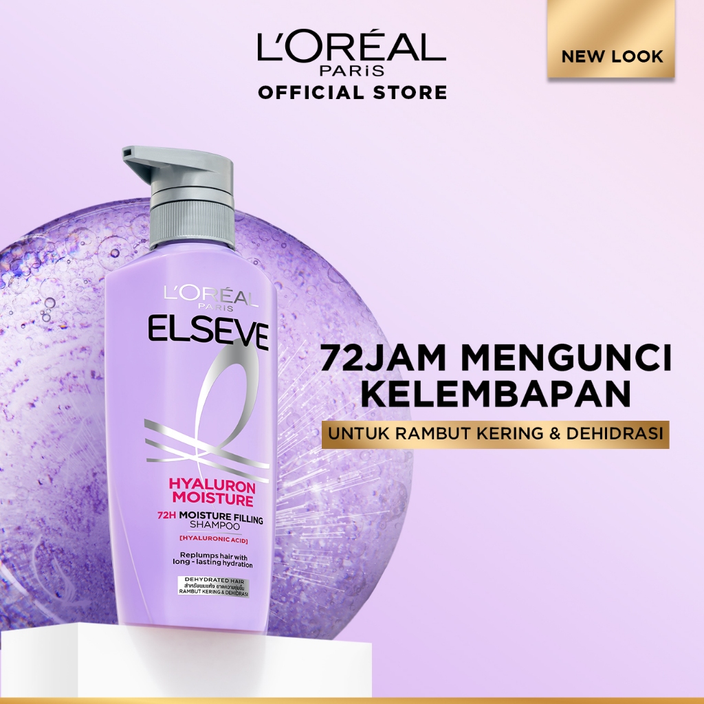 L’Oreal Paris Elseve Hyaluron Moisture Shampoo 400ml (Perawatan Untuk Rambut Kering Dengan Hyaluroni