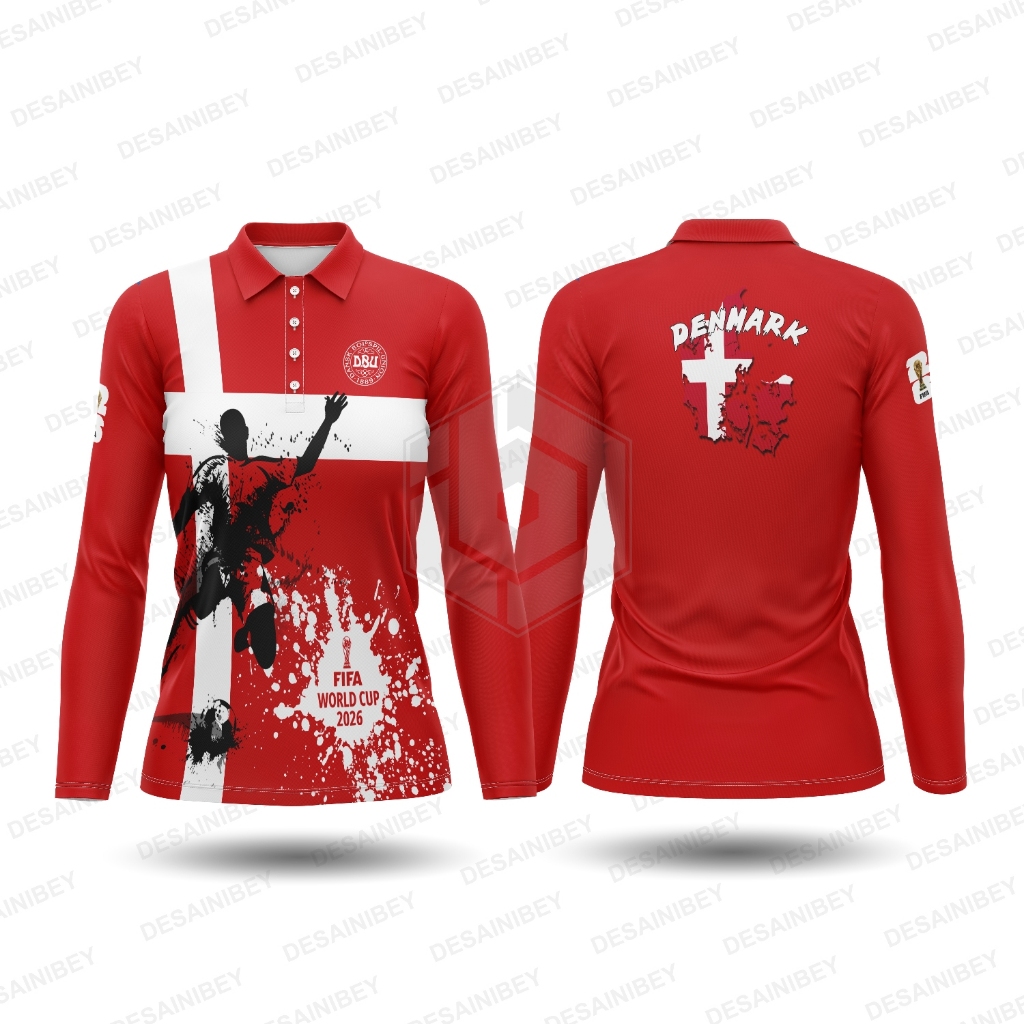 Baju Jersey Wanita Piala Dunia 2026 Denmark / Kaos Denmark Printing Art01