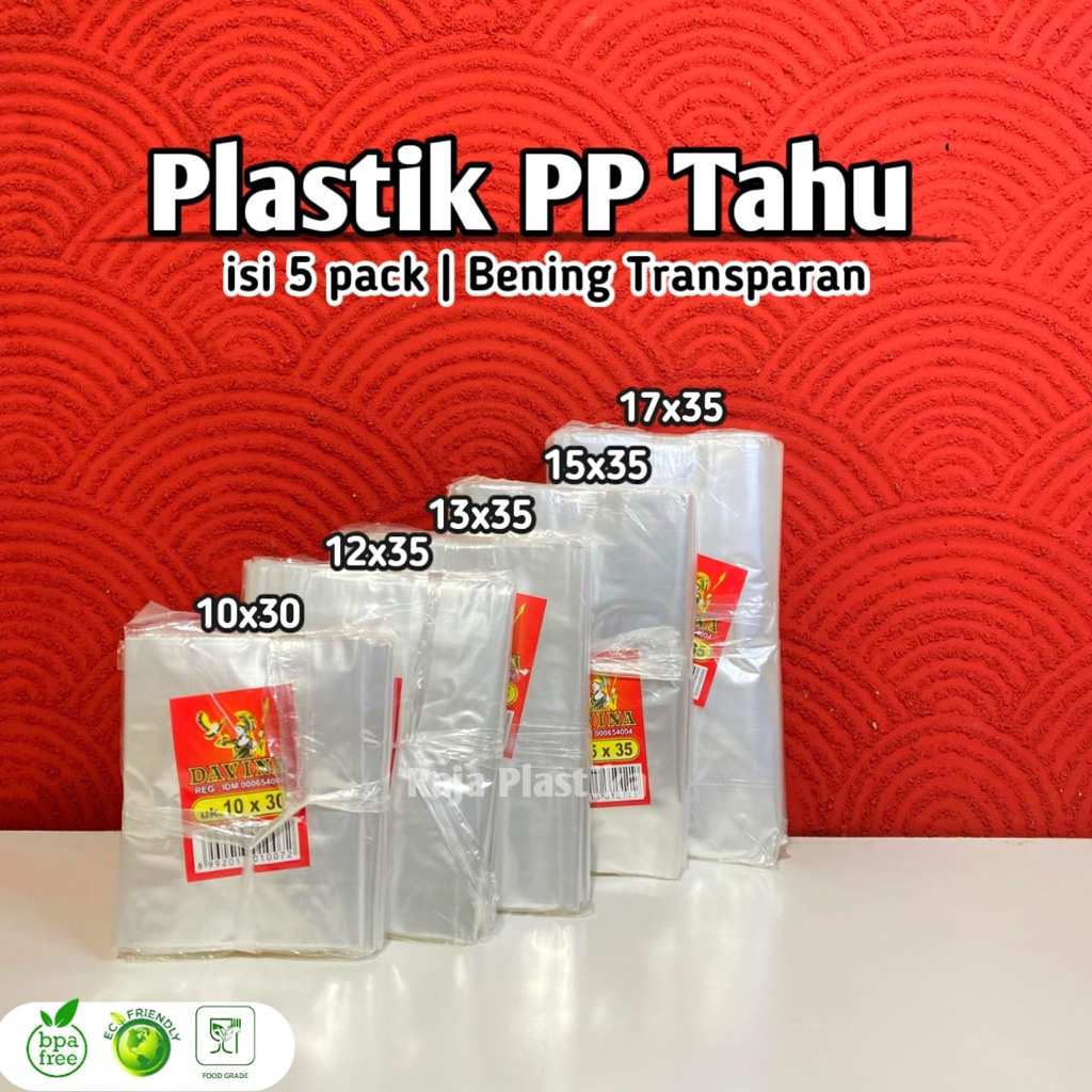 (5 Pack) Plastik Pp Tahu Bening Transparan  | Plastik Sayuran Plastik Tahu Tempe