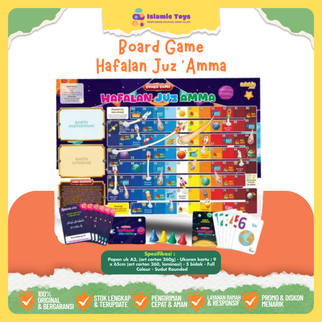 Ladder & Slidder Board Gmae Permainan Ular Tangga Edukasi Islami Serial Hafalan Juz 'Amma Juz 30 Al-