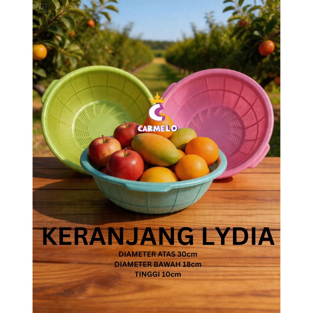 Keranjang Lydia Saringan Plastik / Keranjang Baskom Nasi / Wadah Pencuci sayur plastik / Baskom Kera