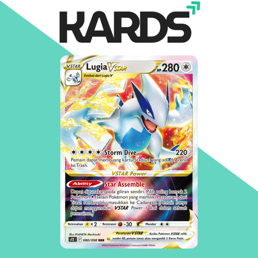 Pokemon TCG Lugia Vstar 080/098 Raw Indo Holo