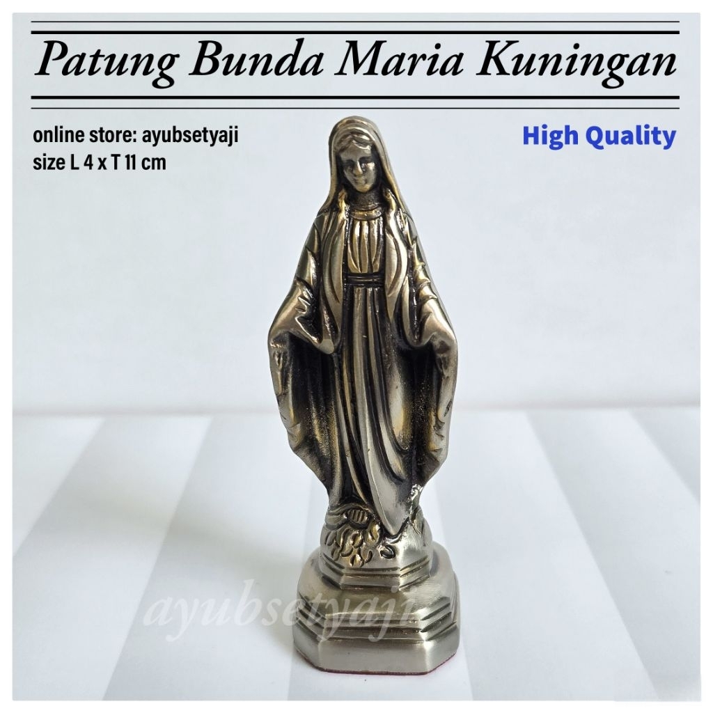 Patung Bunda Maria Kuningan Patung Maria BRASS ANTIQUE Ukir Dekorasi Altar Gereja Souvenir Maria Dud