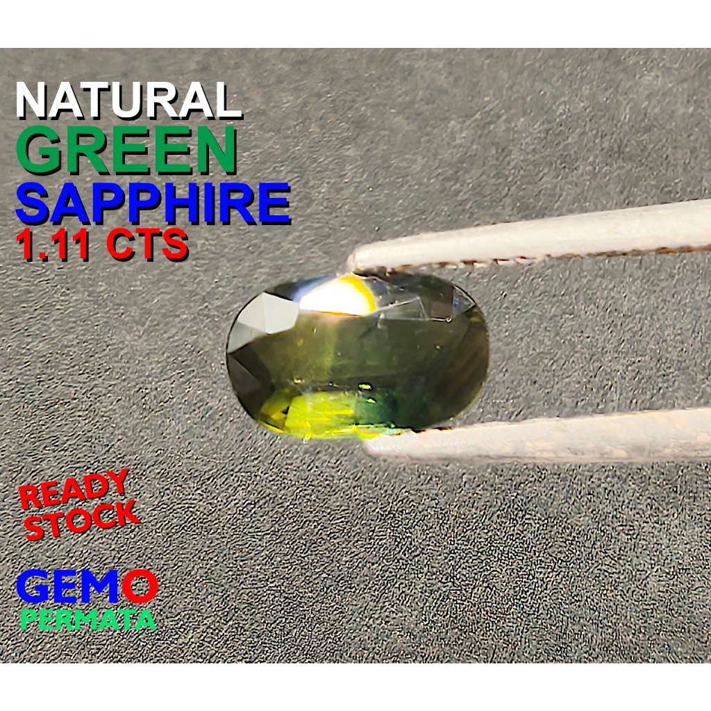 Batu Safir Hijau / Green Sapphire Natural 00% Asli