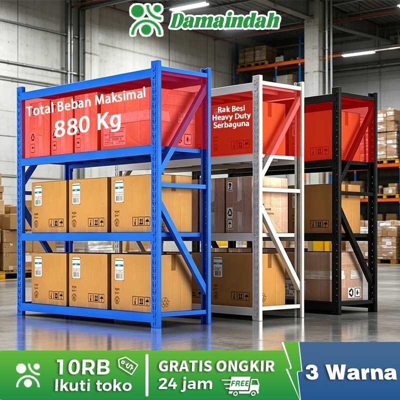 Damaindah Rak Gudang/Rak Besi Siku/Rak Supermarket/Rak Besi Heavy Duty Serbaguna