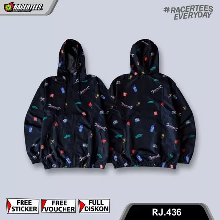 Jaket Parasut RACERTEES Stickyrace Bahan Parasut Full Printing