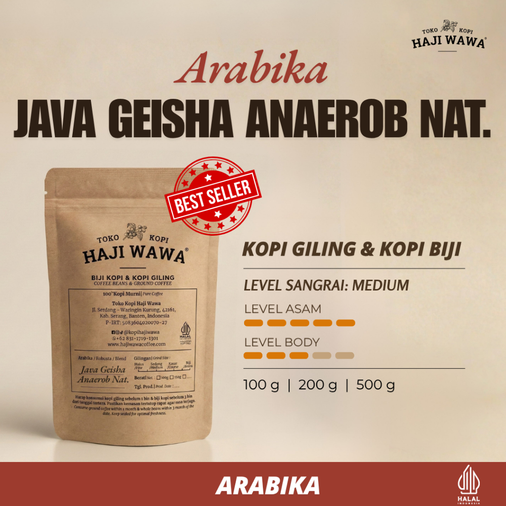 ARABIKA JAVA GEISHA NATURAL - Toko Kopi Haji Wawa - Kopi Bubuk Biji Kopi, Coffee Beans, Arabica