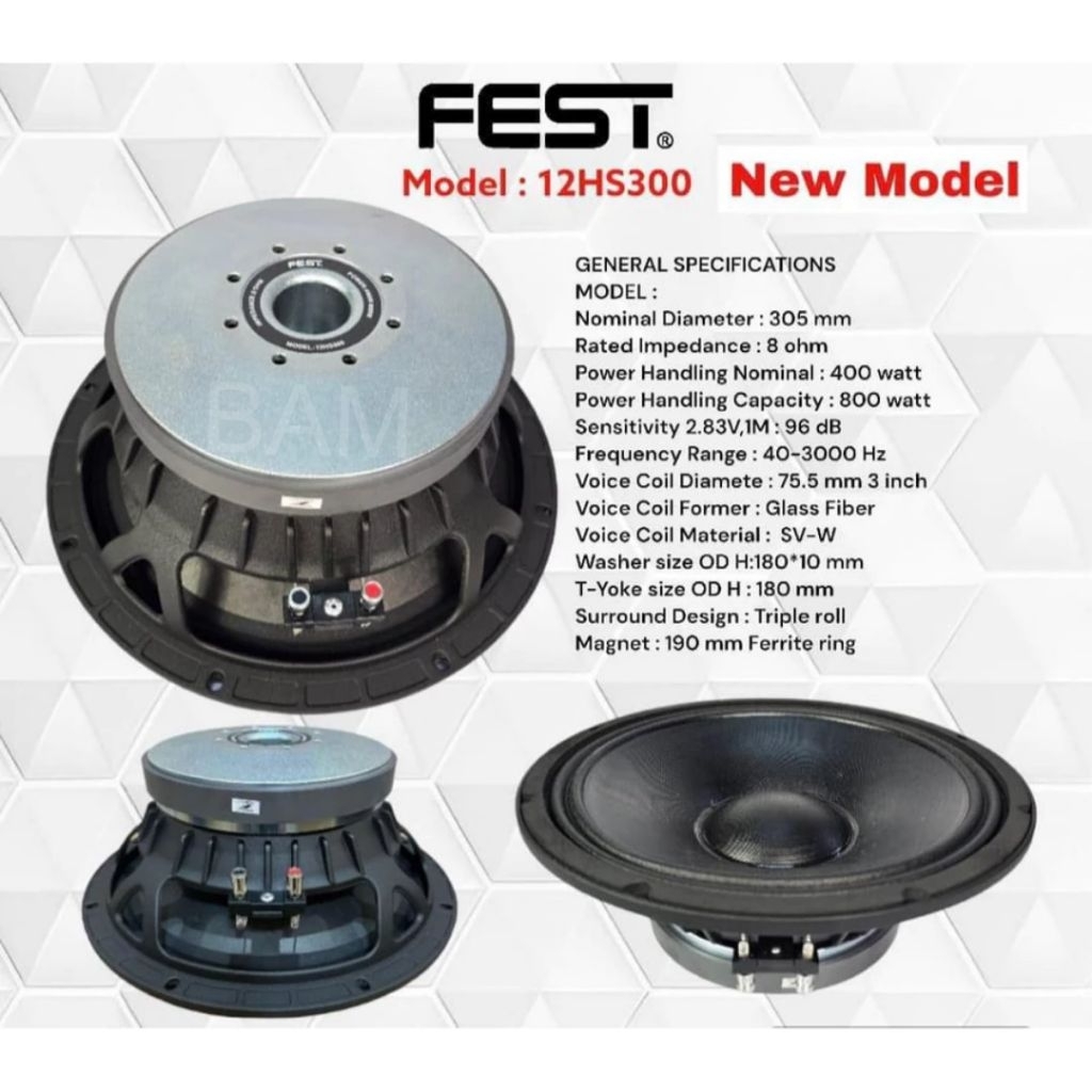 Fest 12HS300 Komponen Speaker 12 Inch