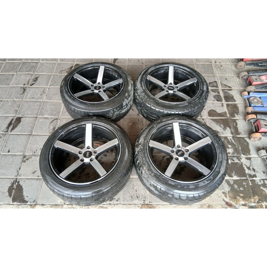 Velg bekas mobil racing hsr ne3 ring 18 lebar 9 baut 5x114.3 + ban bonus