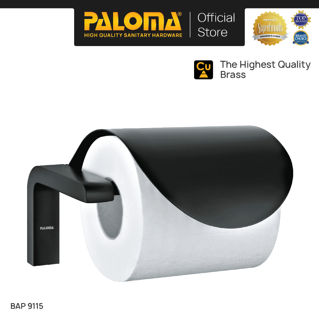 PALOMA BAP 9115 Tempat Tissue Toilet Tisu Gulung Roll Kamar Mandi Wall Dinding Brass Kuningan Black 