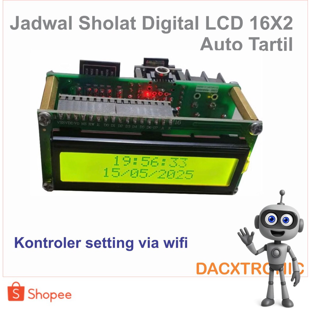 JWS LCD 16x2 Auto tartil Wifi Jadwal sholat LCD Mp3