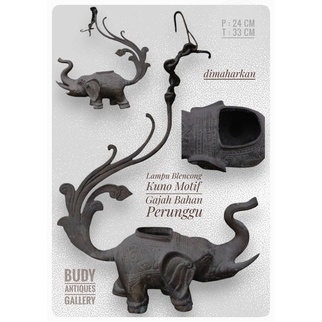 Lampu Blencong Perunggu Jawa Kuno Motif Gajah