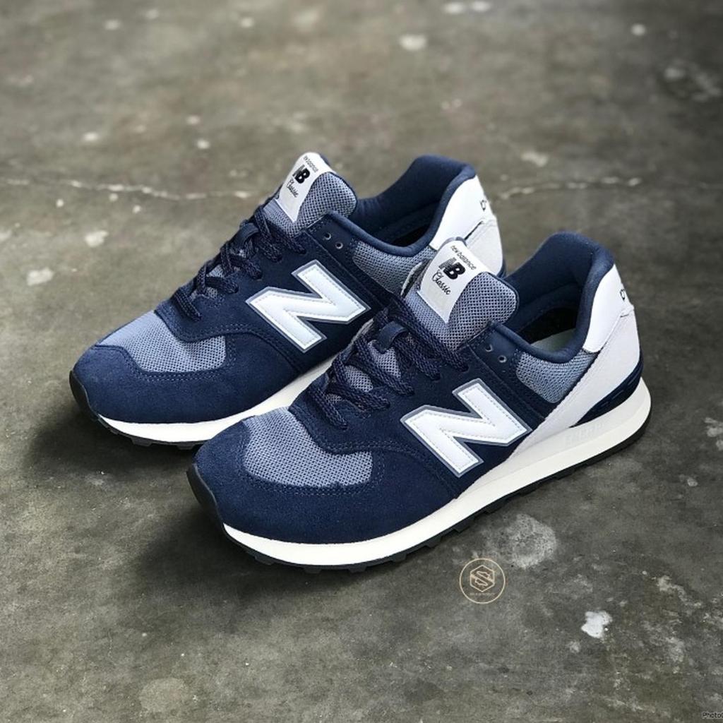 Sneakers New Balance Classic 574 Navy Blue White Black Grey Original