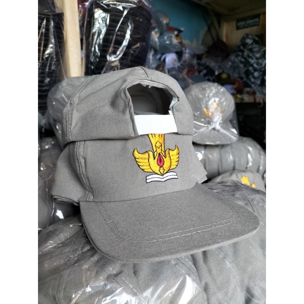 Topi Sma Abu Tetrek Sma/Smk abu roko Isi 20 Pcs Logo Bordil Belakang Karet topi sekolah Sekolah SD S