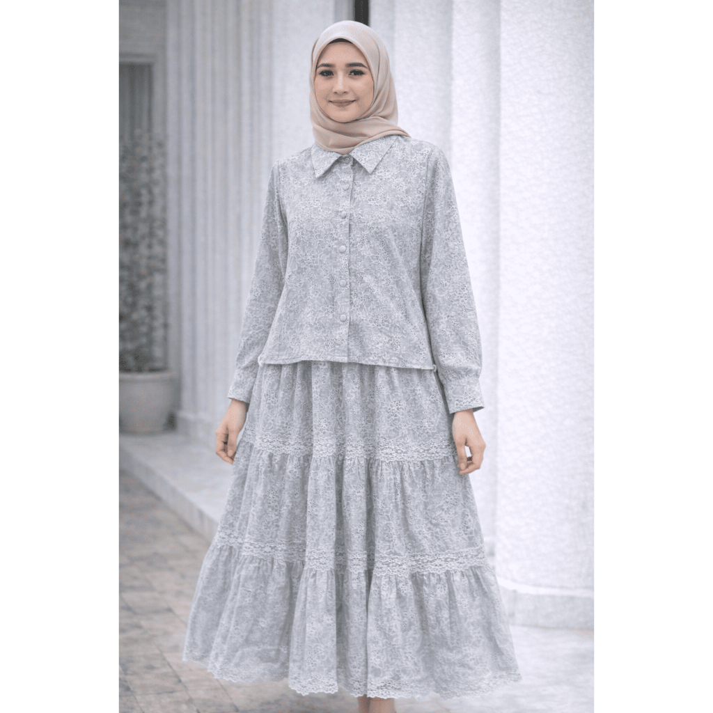 Queenwearstore - Gamis Lafreya Ellen Soft Katun Bordir Import Premium