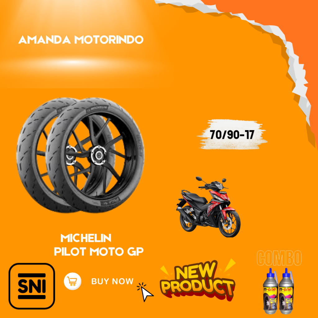 (READY COD) BAN MICHELIN 70/90-17 PILOT MOTO GP TL FREE PENTIL TUBELESS