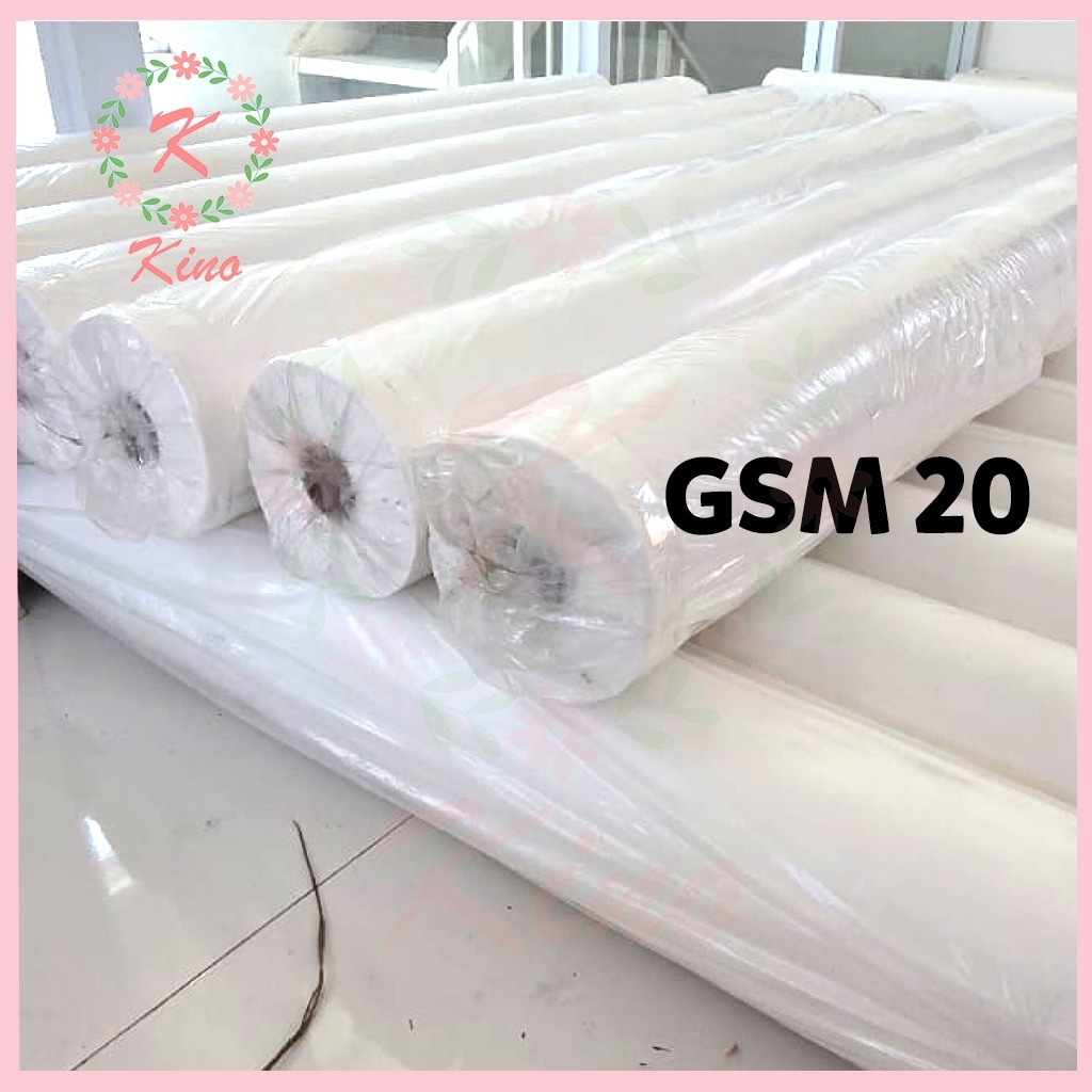 KAIN NON WOVEN PUTIH spunbond 20 GSM GRAMASI furing tebal BAHAN APD MASKER HEADCOVER