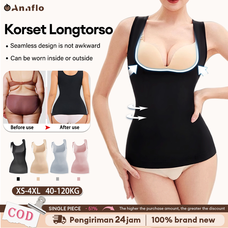 Korset Longtorso Seamless Tanktop Bra Dalaman Kebaya Korset Pelangsing Perut Korset Breast Lift Teba