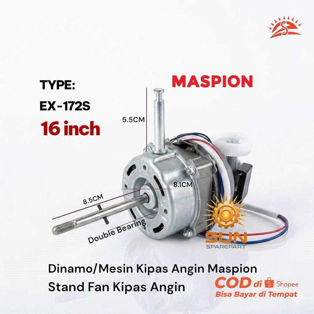 Dinamo/Mesin Kipas Angin Maspion double bearing As 8.5CM EX-172S Stand Fan Kipas