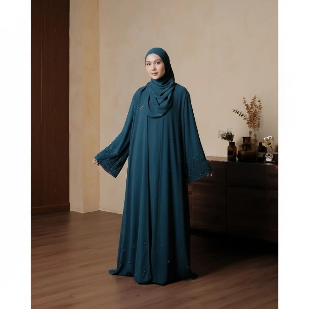 Gamis Abaya Model Terbaru Bahan Ceruty Babydoll Kombinasi Bordir Premium Soraya Dress Jumbo S-XXXL