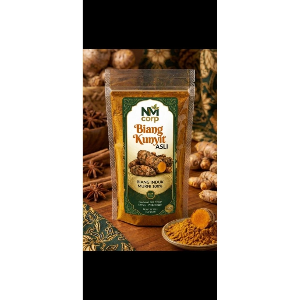 Bubuk Biang/empu/induk Kunyit super Premium Murni NM CORP - Proses Tradisional Tumbuk lumpang dan al