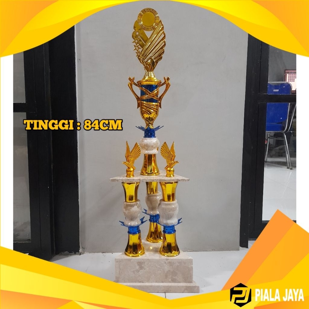 PIALA TINGGI KEJUARAAN SATUAN KAKI 3 MARMER KOMBINASI CUP SELENDANG MARMER 7CM
