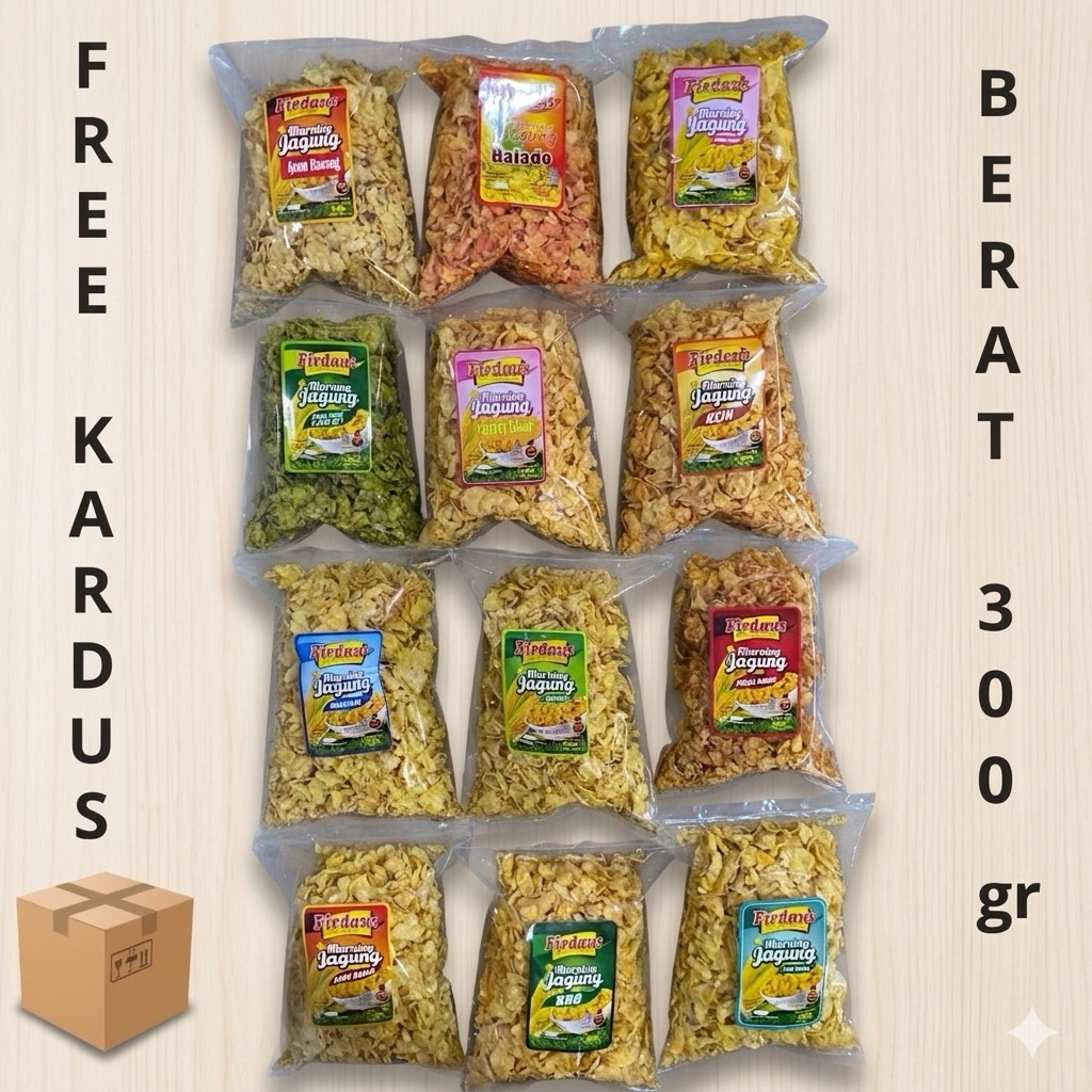 Marning Jagung Firdaus | keripik jagung gepeng renyah gurih murah | ukuran 300gr