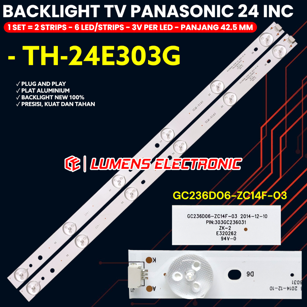 BACKLIGHT TV PANASONIC 24 INCH TH-24E303G 24E303G GC236D06-ZC14F-03