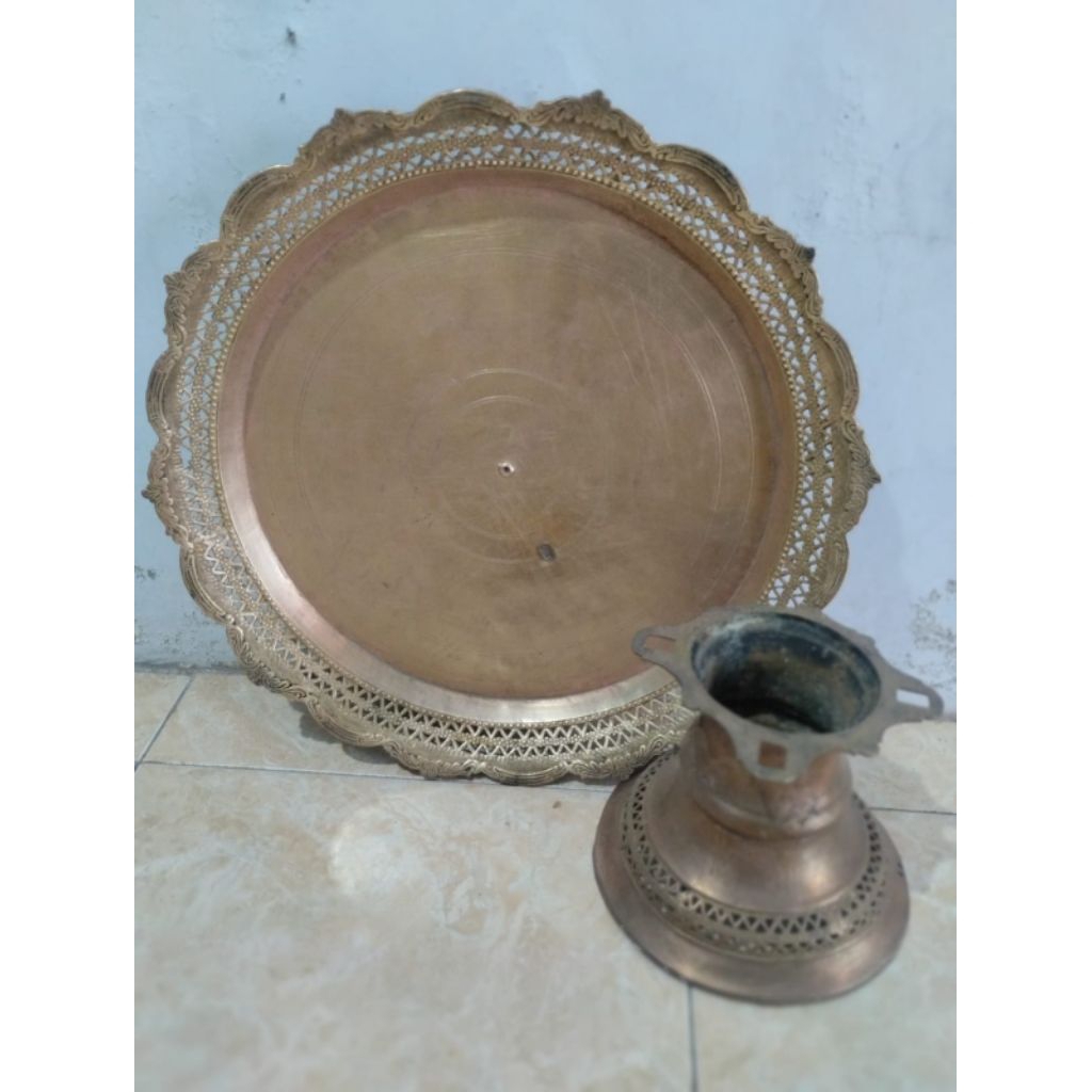 Pahar berkaki/dulang/nampan/apar tua antik size jumbo