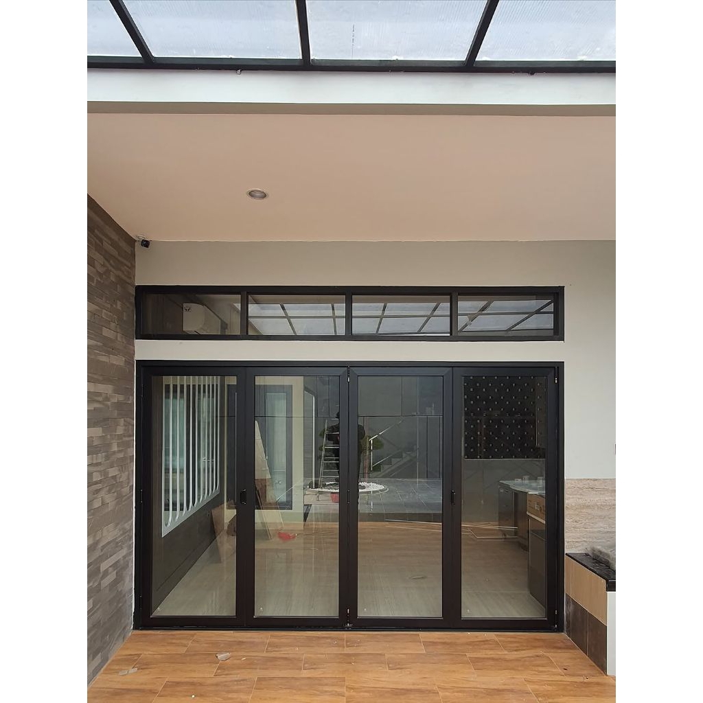 Start Harga 1.8Jt/daun | Custom Pintu Lipat Aluminium Kaca Tempered Minimalis | Folding Door Hitam M