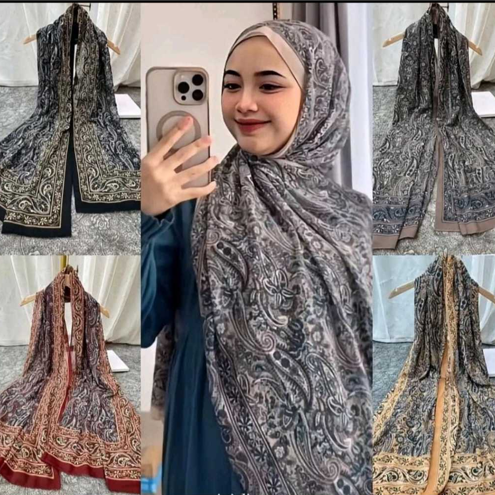 Hijab Pashmina Motif Turkey Arabian I Jilbab Pashmina Printing Sublim Motif Cashmere