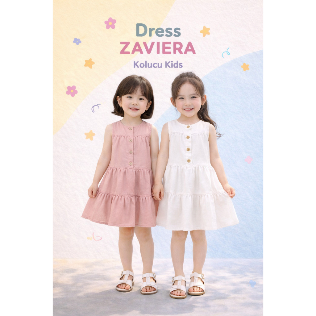 ZAVIERA TIER DRESS ANAK PEREMPUAN KATUN STRETCH PREMIUM KOREAN STYLE BAJU BALITA LUCU CASUAL MODERN 