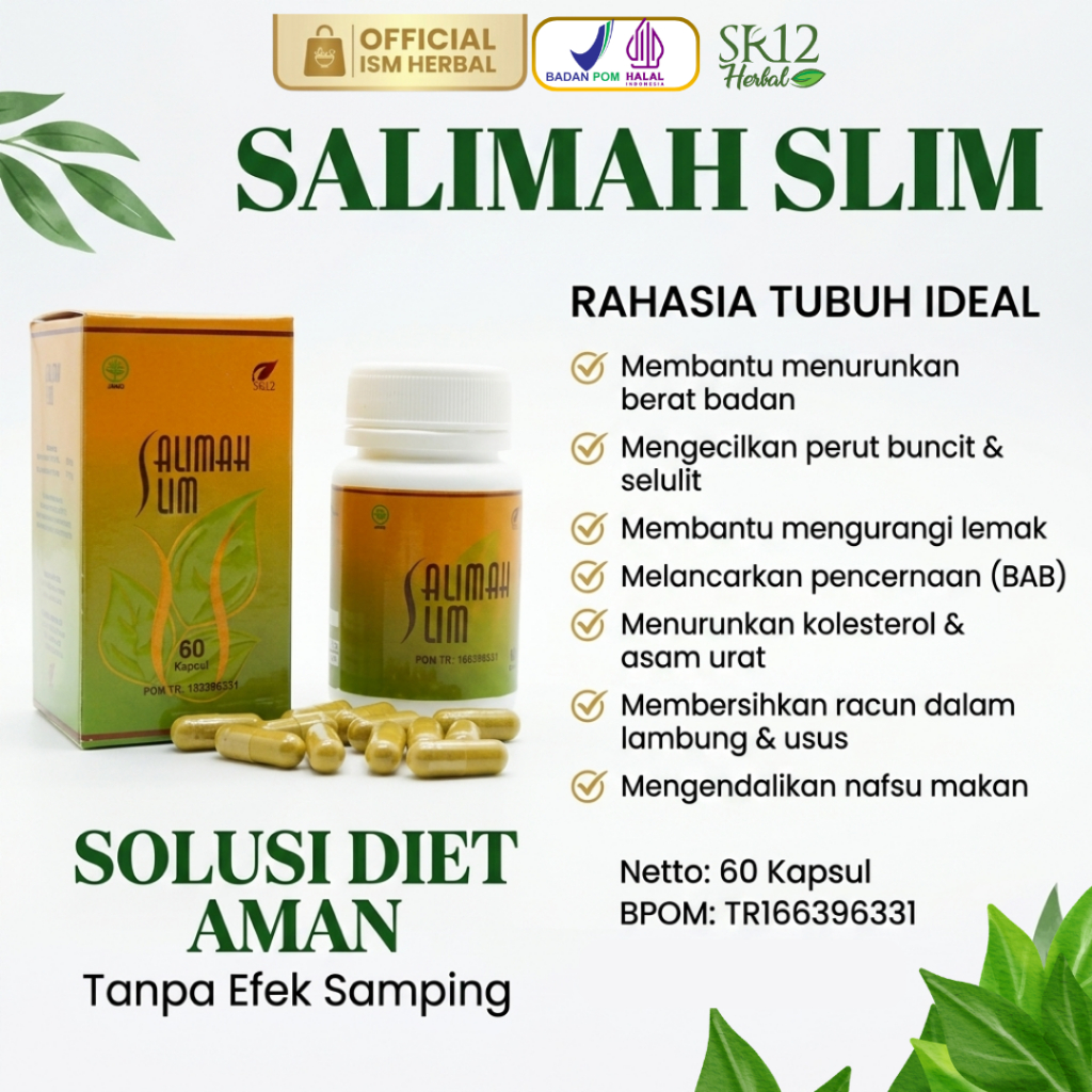 SR12 Salimah Slim Obat Diet Herbal Penurun Berat Badan Alami 60 Kapsul Makassar