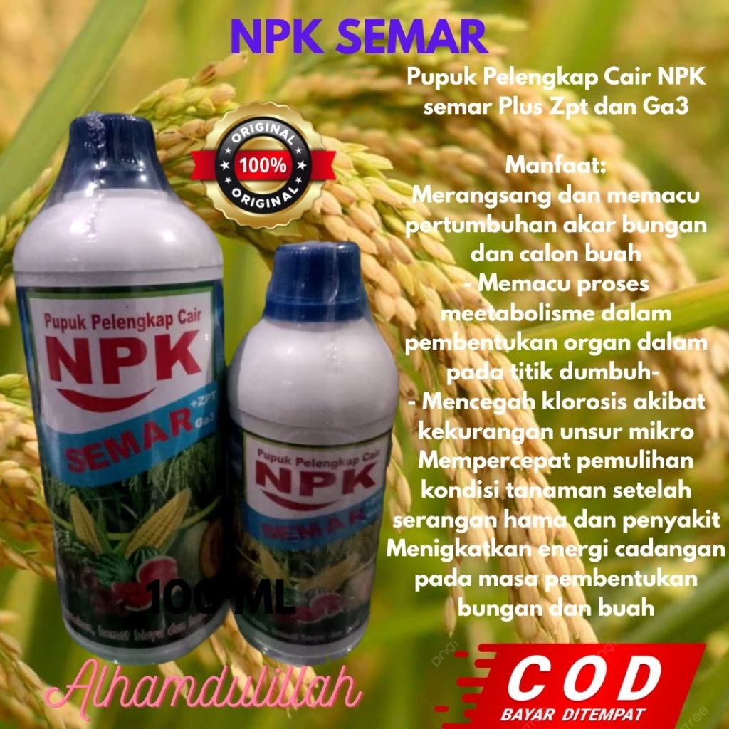 Pupuk Pelengkap Cair NPK semar Plus Zpt dan Ga3 kemasan 500 ml / 1 liter