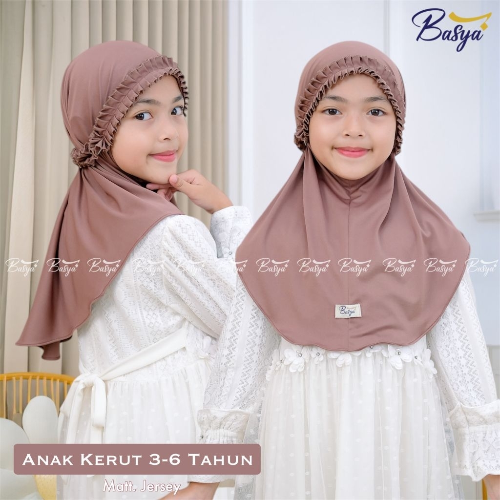 [BASYA] ANAK KERUT 3-6 TAHUN•hijab instan anak kerut•hijab instan jersey•jilbab bergo anak tali•keru