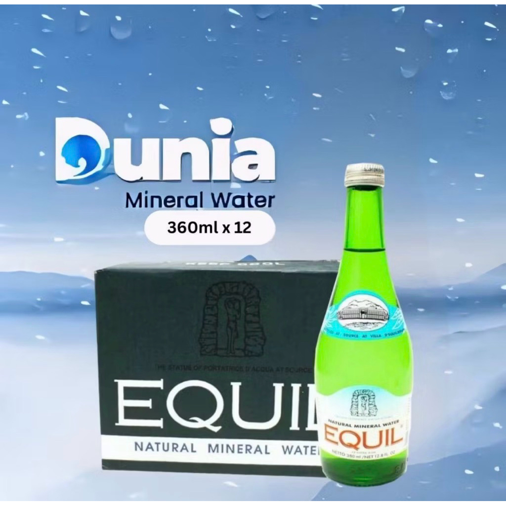 Equil 380ml Still Mineral Water [ Dus isi 12 Botol Kaca ]