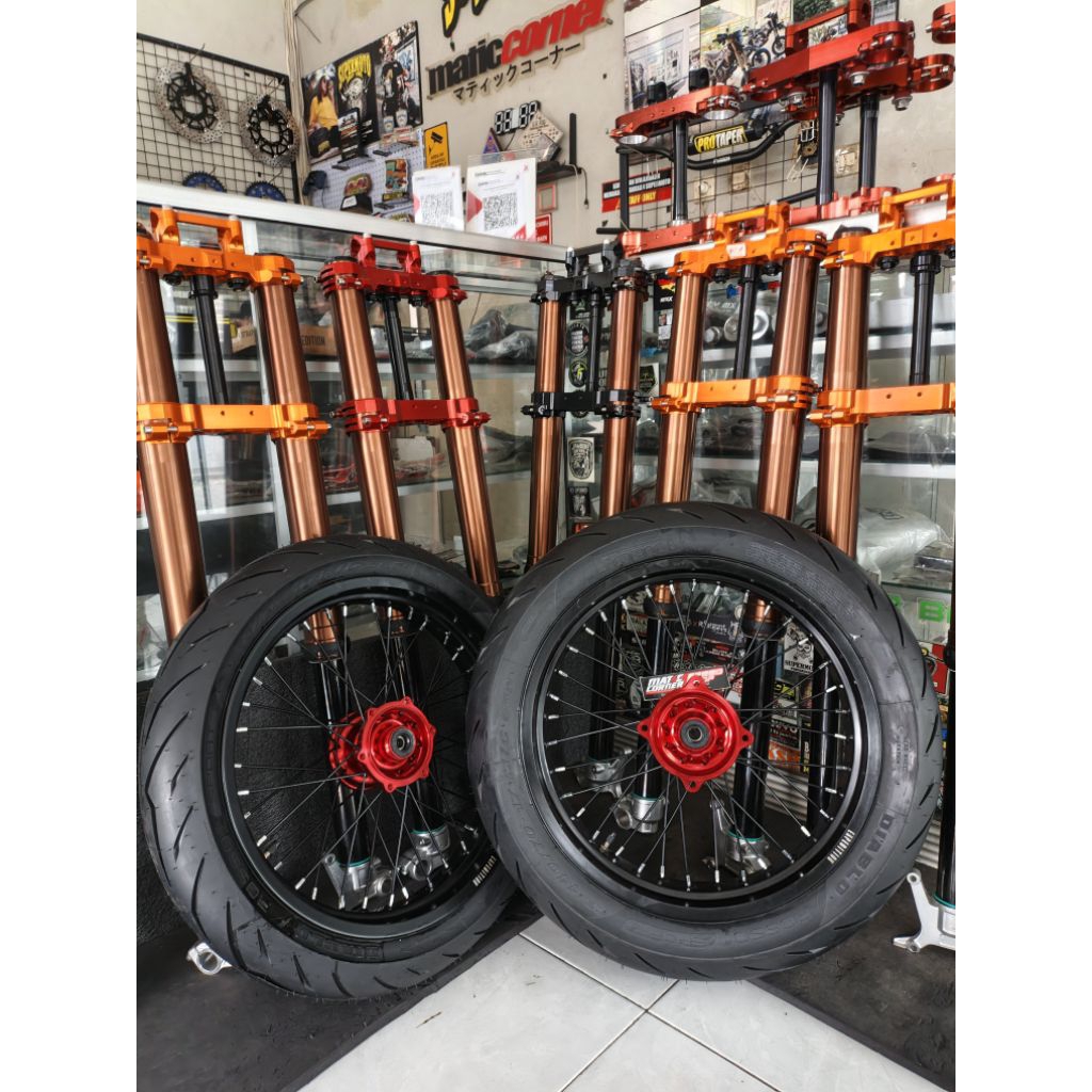 WHEELSET SUPERMOTO CRF150L KLX150 WR155R SCARLET EXPEDITION CNC PLUS BAN