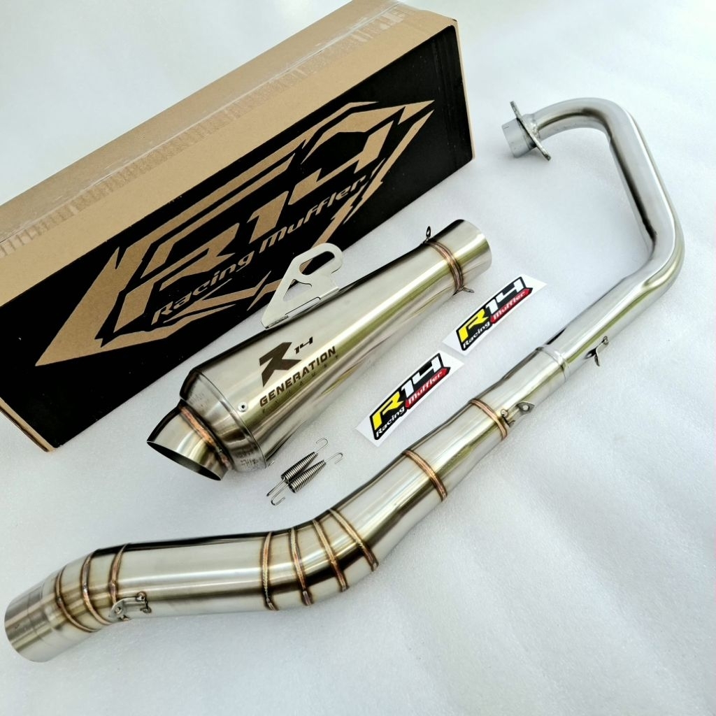 best seller Knalpot racing ori r14 full set bas gahar untuk motor,fu150 karbu/fi,gsx150,supra gtr,so