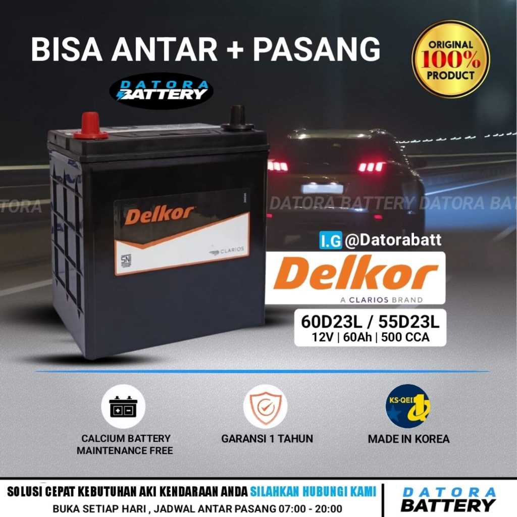 Aki Mobil TOYOTA INOVA DIESEL/HARIER/PRADO DLL, Battery 80D26L / NX110-5L Delkor 600 CCA Aki Kering