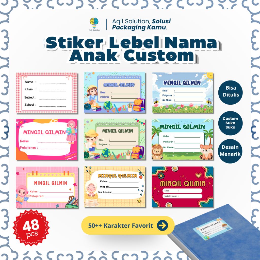 (CUSTOM STIKER LABEL BUKU) (EKSKLUSIF)- CUSTOM STIKER LABEL NAMA BUKU/ STIKER CUSTOM NAMA BUKU / STI