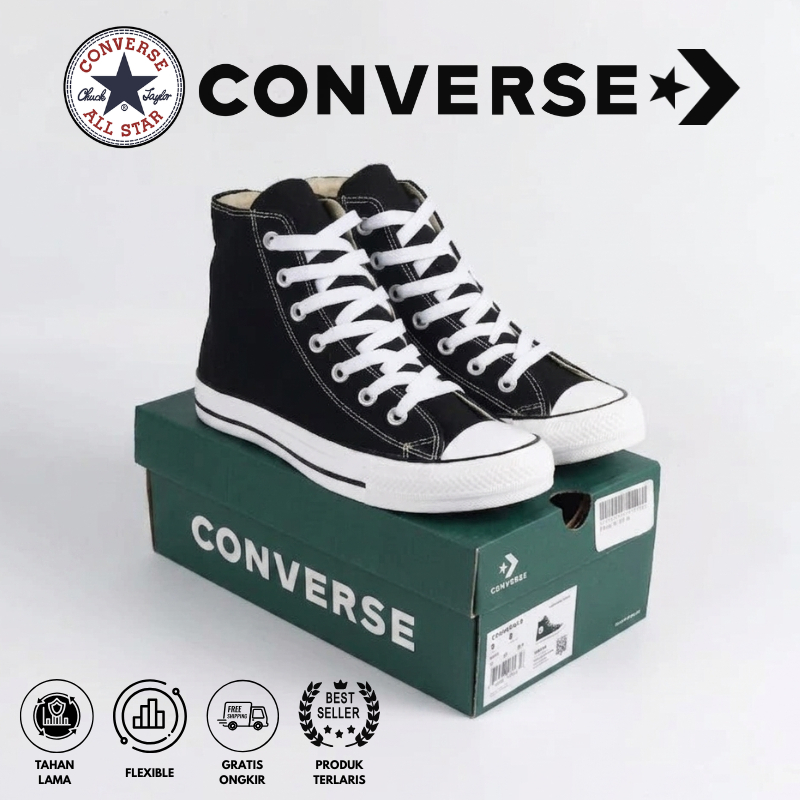 Sepatu Converse ALL STAR Tinggi Black White 70s | Sepatu Sekolah Pria Wanita NB Premium Quality