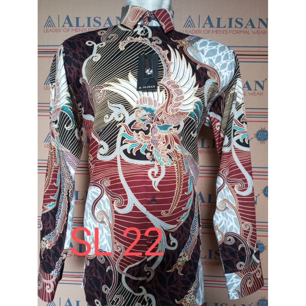Batik Alisan lengan panjang kemeja batik Alisan slimfit
