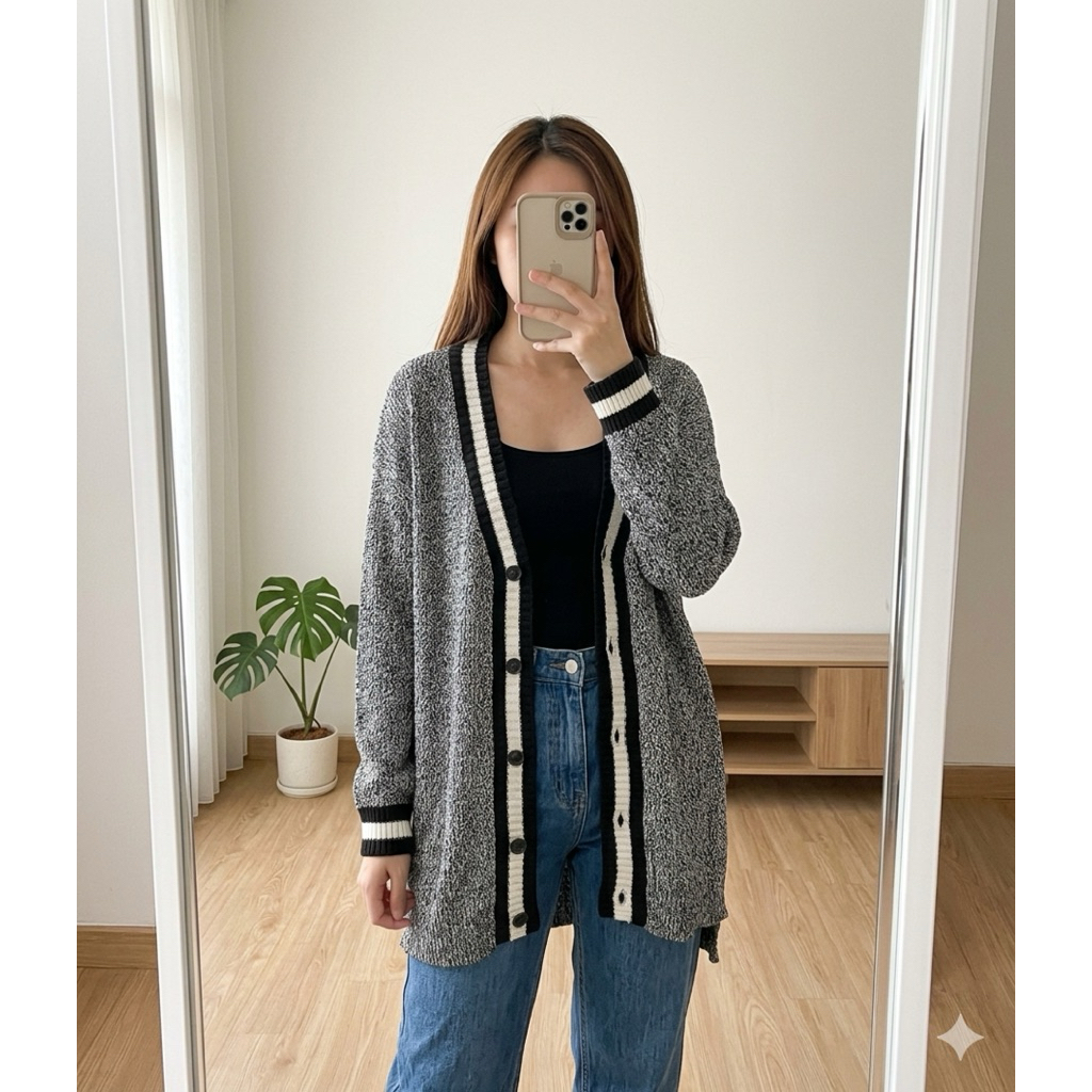 SPAO Long Grey Cardigan