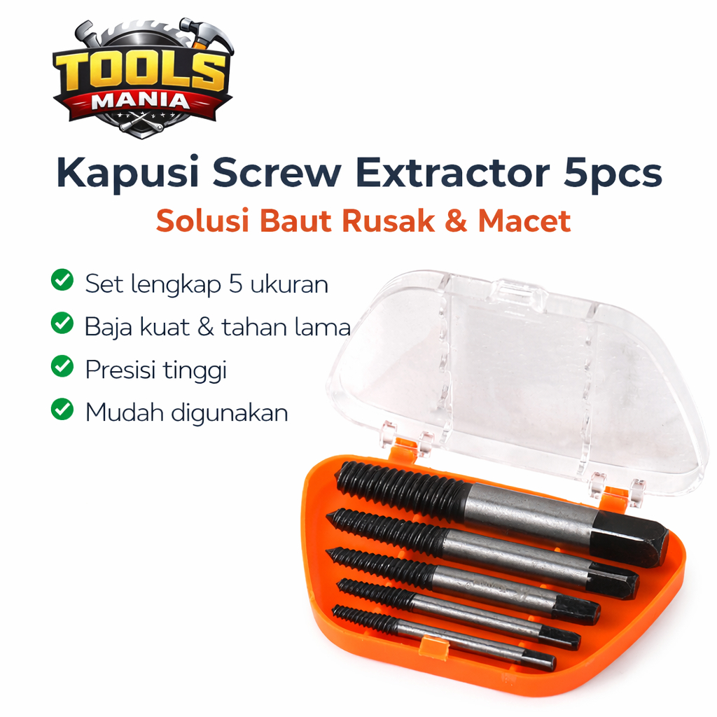 Kapusi Screw Extractor 5pcs /Mata Pembuka Baut Patah 5pcs K-3687