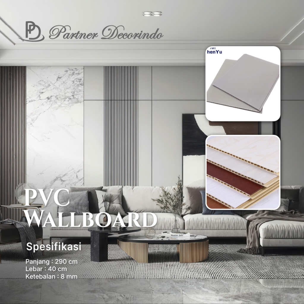 Wallboard WPC PVC Marmer Panel Dinding Motif Kayu Hiasan Dinding