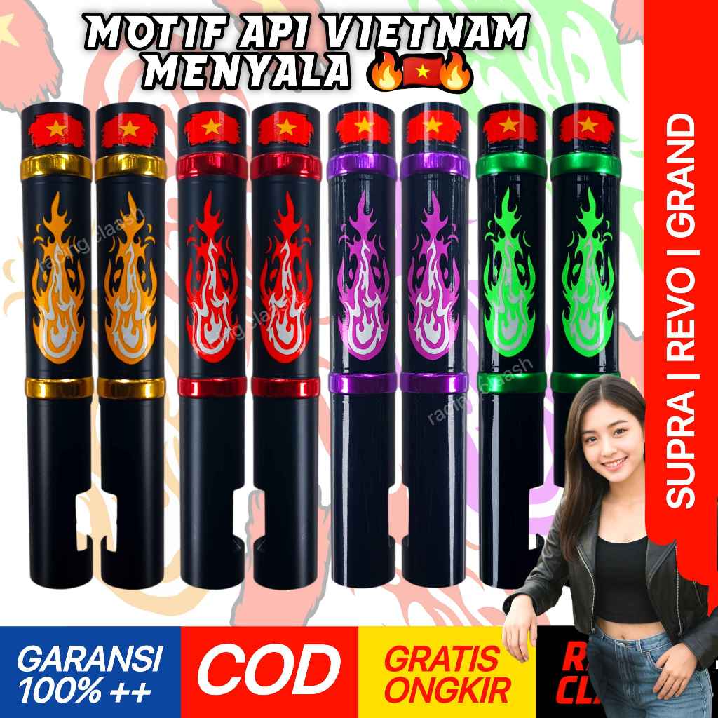 Racing Claash Cover Shock Sok Depan Supra Revo Grand Motif Api Vietnam Reflective X Fit Gtr Old New