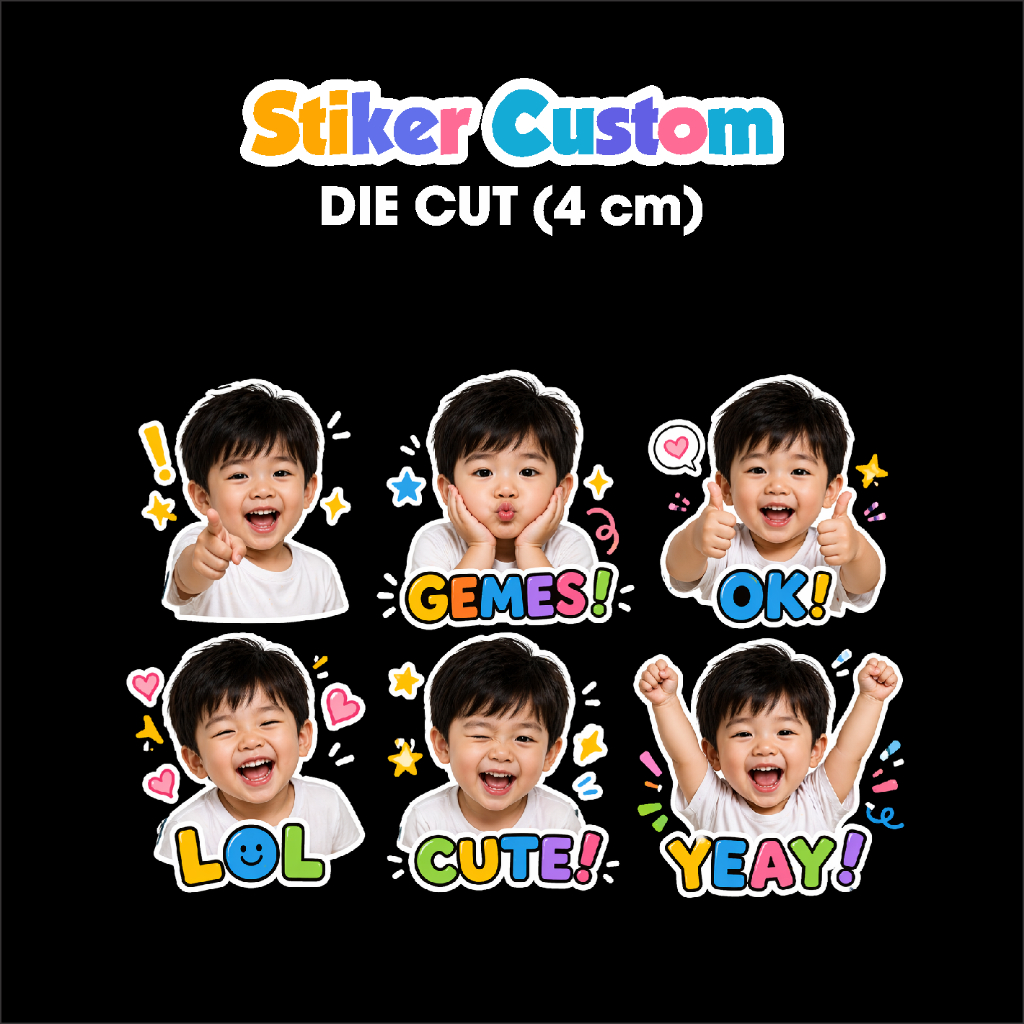 Stiker Pack Custom Vinyl – Laminasi Glossy/Doff – Diecut/Putus – Cetak Full Color Waterproof