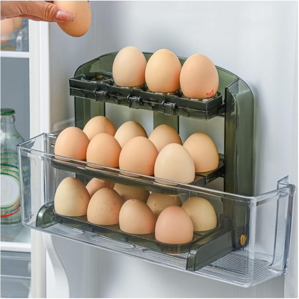 {NO.1} Rak Telur 3 Tingkat Rak Penyimpanan Telur 24 Lubang Sekat Container Box Telur