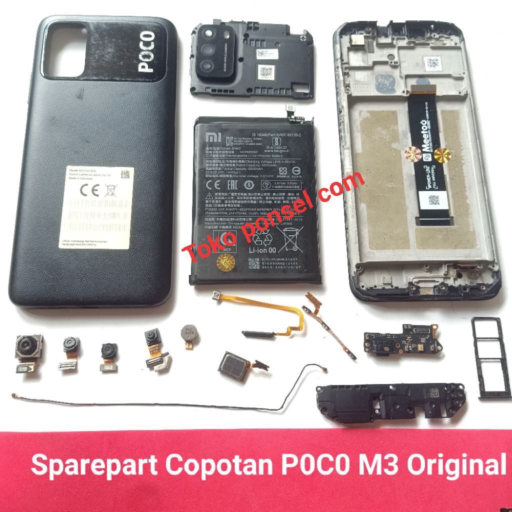 Sparepart Poco M3 Original Copotan Second  speaker atas  Buzer speaker bawah  vibrate  Simtray  Flex